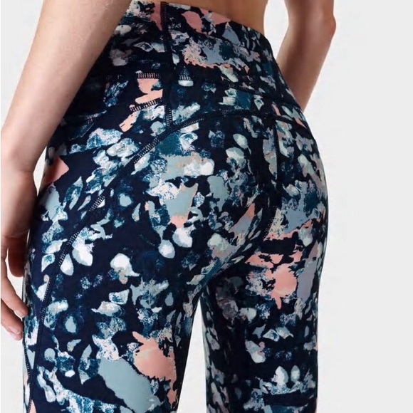 POP Fit Pants - Pop fit floral leggings size L Workout Gym High-Rise Printed Leggings Navy Multi